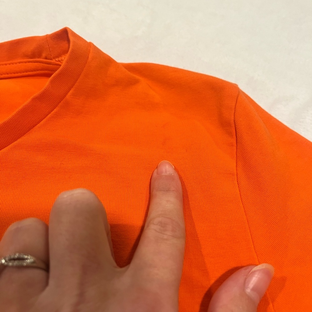 Zara Bright Orange Cotton Blend Cropped Tee - Size M - Picture 8 of 8